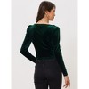 Allegra K Women's Velvet Cropped Long Sleeves Party Square Neck Top - 3 of 4