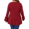 Agnes Orinda Women's Plus Size Long Bell Sleeve High Low Hem Crew Neck Casual Flared Tunic Blouse - 4 of 4