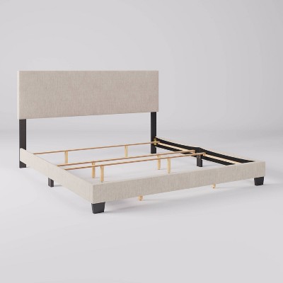 Celeste Beige Upholstered King Bed with Padded Headboard