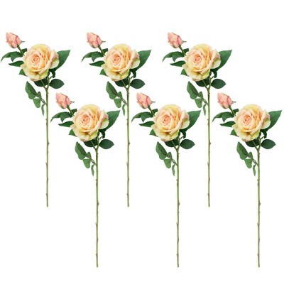 Artificial (pk/6) Open Rose Stem (25) Light Pink - Vickerman : Target