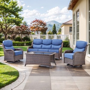 Gymojoy Outdoor Patio Sofa Chairs Coffee Table with Swivel Chairs for Garden  Yard - 1 of 4