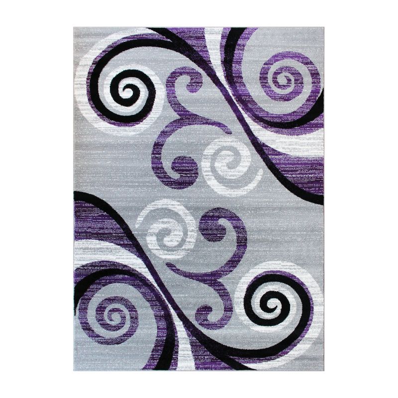 Emma and Oliver Scraped Look Ultra Soft Plush Pile Olefin Accent Rug in Swirl Pattern, Jute Backing, 1 of 8