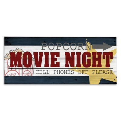 Stupell Industries Movie Night Vintage Sign, 30" x 13"