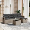 vidaXL Garden Sofa Set Gray Poly Rattan Large Removable Covers - 2 of 4