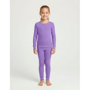 City Threads Girls USA-Made Soft & Cozy Thermal Long Johns 2-Piece Set - Warm Base Layer & Loungewear - 1 of 4