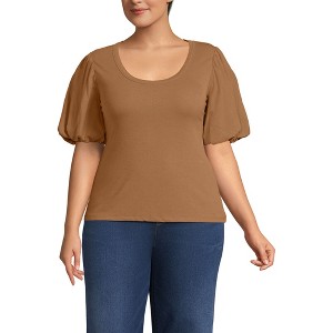 Lands' End Women's Drapey Rib Puff Sleeve Scoop Neck Top - 1 of 3