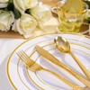 Itopfox 600 PCS Gold Disposable Dinnerware, Gold and White Plastic Plates for Party, Salad Plates, Cups, Forks Knives Spoons for Wedding and Party - 2 of 4