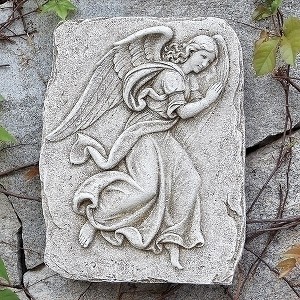 Roman 15" Gray Right Facing Angel Outdoor Garden Wall Plaque - 1 of 2