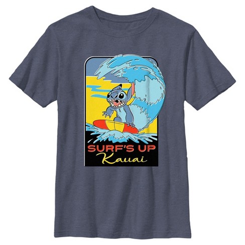 Boy's Lilo & Stitch Kauai Surf's Up T-shirt - Navy Blue Heather ...