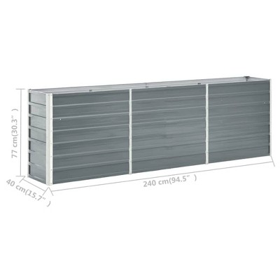 Gray Galvanized Steel Outdoor Raised Garden Bed 94.5" x 15.7" x 30.3"
