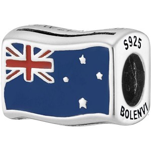 Sterling Silver Travel Charm - World Flags Country Bead for Bracelets, Gift for Mom & Daughter - 1 of 4