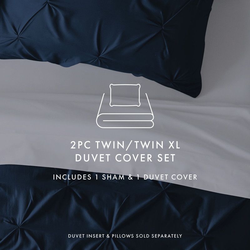 Pinch Pleat Textured  3PC Duvet Cover & Shams Set, Pintuck Design, Ultra Soft, Easy Care - Becky Cameron, 6 of 13