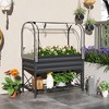Outsunny Raised Garden Bed with Cover and Storage Shelf, Rectangular Metal Elevated Planter Box with Legs and Bed Liner - 3 of 4