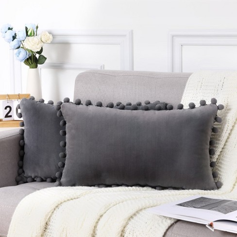 Velvet Grey Throw Pillow Cover, 18 X 18 Inches Decorative Throw Pillows For  Couch Sofa Bed, Gray Square Cushion Covers With Zipper Closure Set Of 2