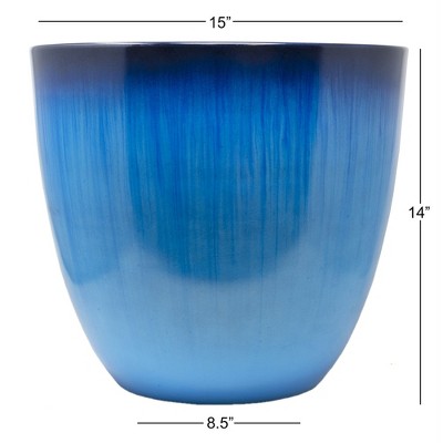 Modern Egg-Shaped Indoor/Outdoor Planter in Blue 15"x14"