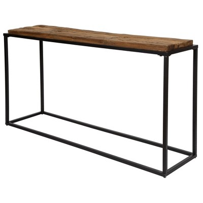Holston 54" Satin Black and Natural Reclaimed Wood Console Table