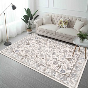 Okak Simple Elegant Design Bohemia Style Large Washable Area Rug for Living Room,Bedroom,Flower Design Non-slip Rug - 1 of 4