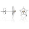 Guili Sterling Silver White Gold Plated Star Stud Earrings with Yellow Tourmaline- Radiating Celestial Charm and Brilliance for an Elegant Look - 2 of 4