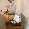Anna-Kaci 3-Pair Soft Knit Crew Socks with Tiny Dot Pattern, Decorative Ribbon Bow Trim and Smooth Comfortable Stretch Fit - 2 of 3