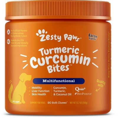 Zesty Paws Turmeric Supplement Bites - Bacon - 90ct