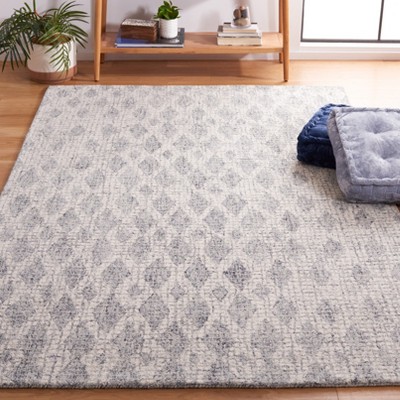 Ivory and Gray Abstract Handmade Wool Area Rug