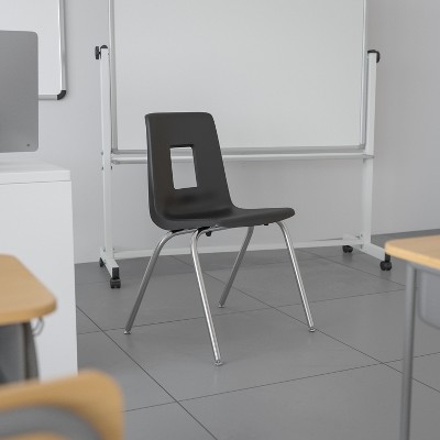 Black Metal and Plastic Armless Stacking School Chair