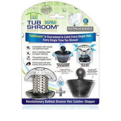 TubShroom Ultra (Stainless) Plus StopShroom® Plug Combo for Tub Drains