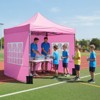 Costway 10 x 10 FT Pop up Canopy Tent with Sidewalls & Awning, Wheeled Bag, Sandbags, Stake Pink/White/Gray - 4 of 4