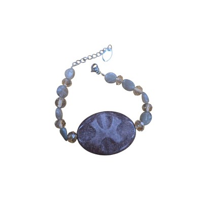 Michelle Marie Boutiques Leopard Jasper Pink and Gray  Gemstone Bracelet