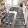 Black and white geometric ethnic style Kitchen Rug Set – 3-Piece Non-Slip, Stain-Resistant Mats for a Cool, Artistic Chef’s Space - 3 of 4