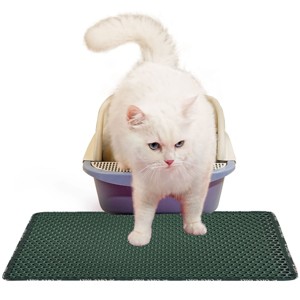 SEVOBAL Litter Box Mat with Double Layers Urine-Proof Non-Slip Litter Trapping Mat Easy Clean Kitty Litter Scatter Control, Green, 54"*36"*1.5" - 1 of 4
