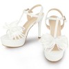 Perphy Women's T-Strap Mesh Bow Slingback Platform Stiletto High Heel Sandals - 4 of 4