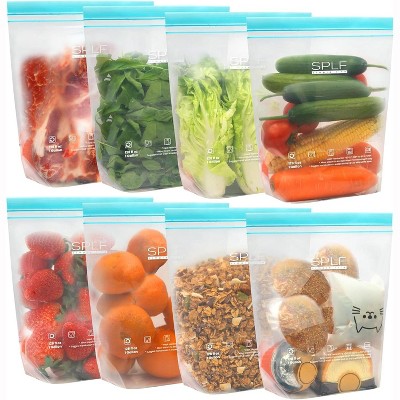 24 Pack Reusable Food Storage Bags, 8 Gallon 8 Sandwich 8 Snack BPA Free Microwave Safe