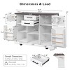 Kitchen Island with Drop Leaf and Power Outlet, Kitchen Island with 4 Barn Doors and 2 Drawers, MDF Frame Kitchen Island-Coolbibila - 4 of 4