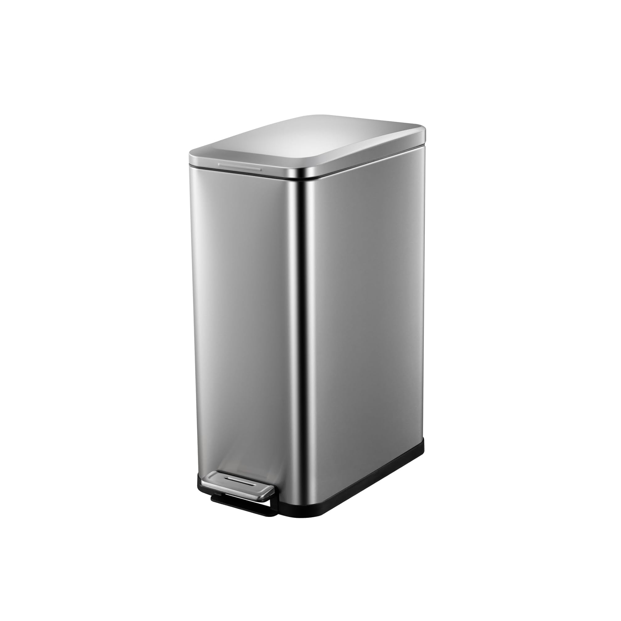 13.2 Gallon Stainless Steel Step Trash Can - Soft-Close Lid, Fingerprint Resistant, with Removable Inner Bucket for Kitchen, Dining Room, Silver