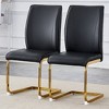 Akoasm Modern Upholstered High Toughness PU Arch Dining Chair Study Chair With Arched Metal Gold Leg Set of 2 For Hotel Living Room & Bedroom-Black - 3 of 4