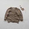 MyKids-USA Baby Crochet Kint Pattern Solid Color V-Neck Single Breasted Cardigan - 2 of 4