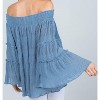 Women's Off Shoulder Ruffle Sleeve Top - Blue B - 2 of 4