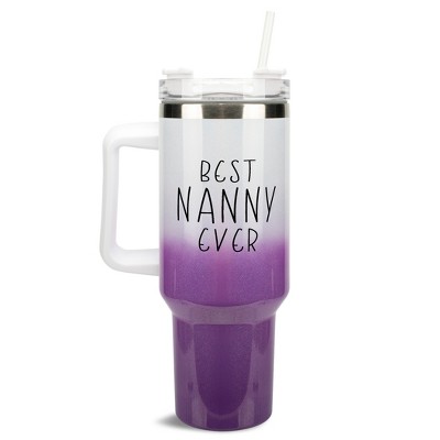 Elanze Designs Best Nanny Ever Childcare Au Pair 40 oz. Stainless Steel, Large Water Bottle Coffee Mug, Spill & Leak Resistant, Thermal Travel Tumbler