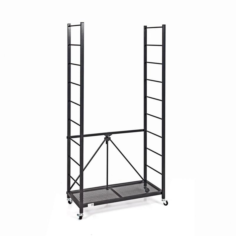 Origami R2 Series Folding Portable Heavy Duty Durable Powder Coated Steel Storage Rack with 10 Adjustable Shelves and Wheels, Black, 5 of 7