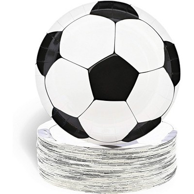 Blue Panda 80 Pack Soccer Party Plates, 9 Inch Disposable Soccer Paper Plates for Sports Themed Birthday, Team Banquet, BBQ