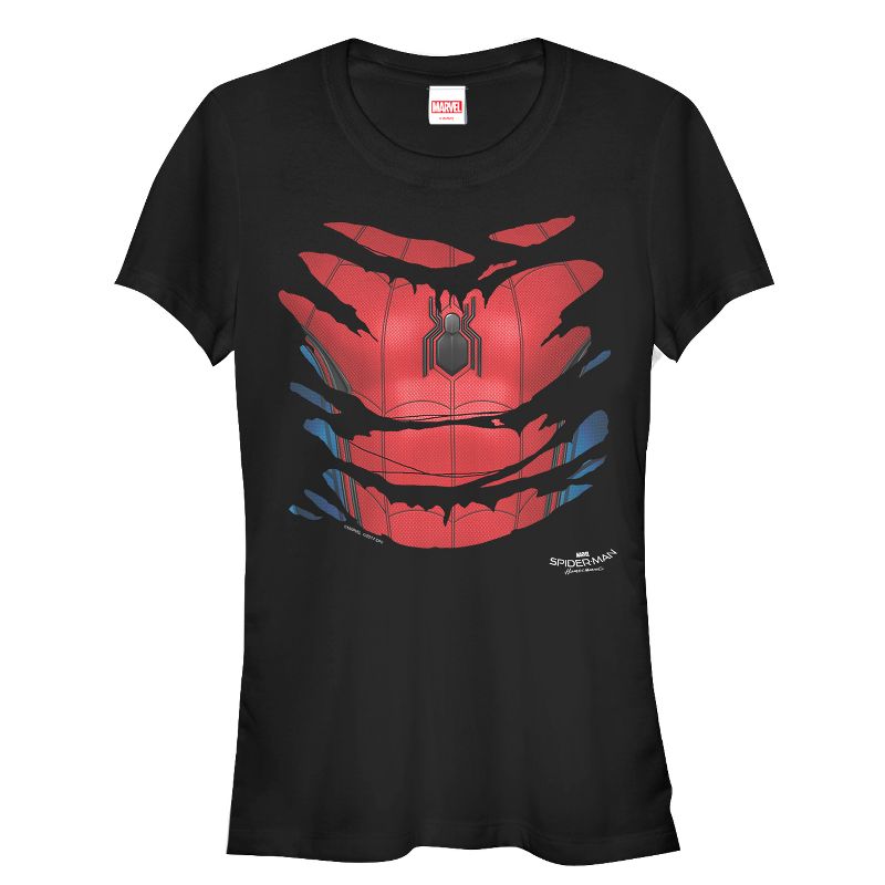 Juniors Womens Marvel Spider-Man: Homecoming Costume T-Shirt, 1 of 4