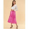 INSPIRE CHIC Women's Party Elastic Waist Metallic Shiny Accordion Pleated Midi Skirt - 3 of 4