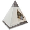 VisioGear Patio Daybed With Cushions, 90.5" Outdoor Sunbed With Colorful Pillows, Tent Shape, Gray & Beige, 90.5"*72.4"*102.4" - 2 of 4