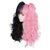 Unique Bargains Women Curly Human Synthetic Fibre Long Hair Wigs with Wig Cap - 2 of 4