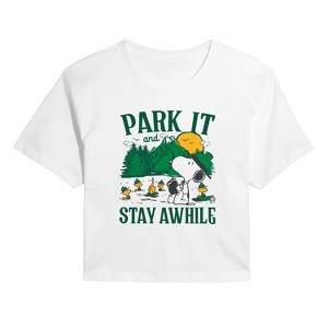 Women's - Peanuts - Park It And Stay Awhile Cropped Graphic T-Shirt - 1 of 4