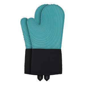 REGALWOVEN Soft Silicone and Cotton Oven Mitts Heat-Resistant Cooking Gloves Gripping for Baking, Kitchen Mitts Set of 2 - 1 of 4
