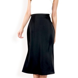 Anna-Kaci Women's Satin Midi Skirt With A-Line Silhouette And Elastic Waistband - 1 of 4