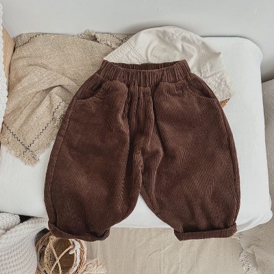 MyKids-USA Baby Boy And Girl Solid Color Corduroy Fabric Long Pants With Pockets
