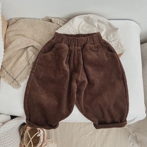 MyKids-USA Baby Boy And Girl Solid Color Corduroy Fabric Long Pants With Pockets Coffee 90 (12-24M) - 1 of 4